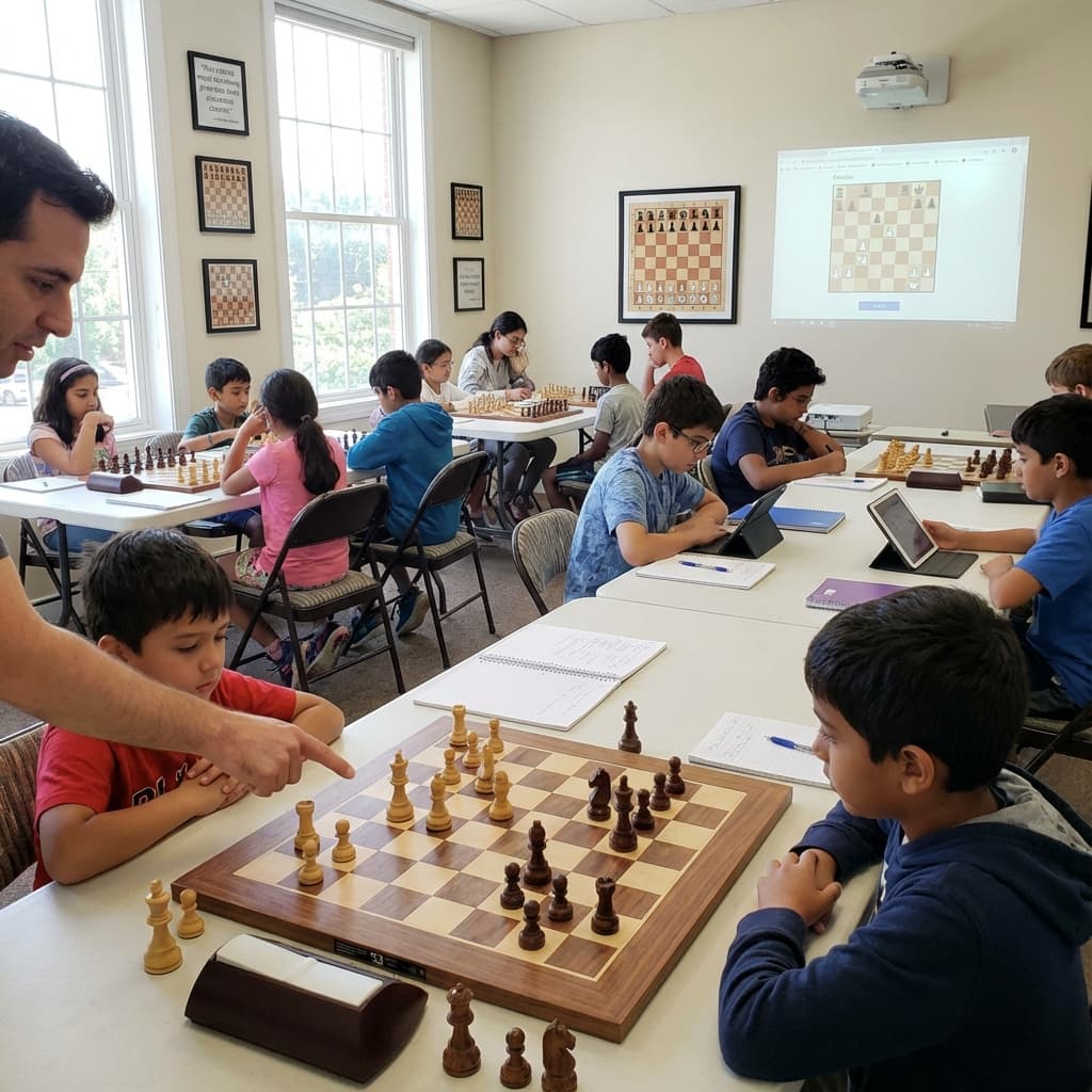 Students playing chess